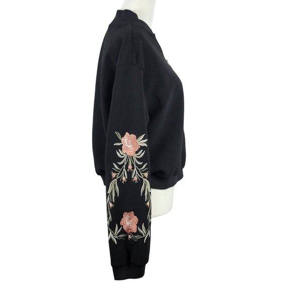 Floral Embroidery Streetwear Jacket L Casual Fall Dark Fairycore Romantic Grunge - Picture 5 of 16